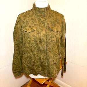 Talbots Pineapple Print Utility Cargo Jacket